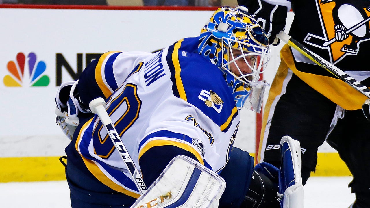Blues, Hutton silence Penguins in 3-0 win